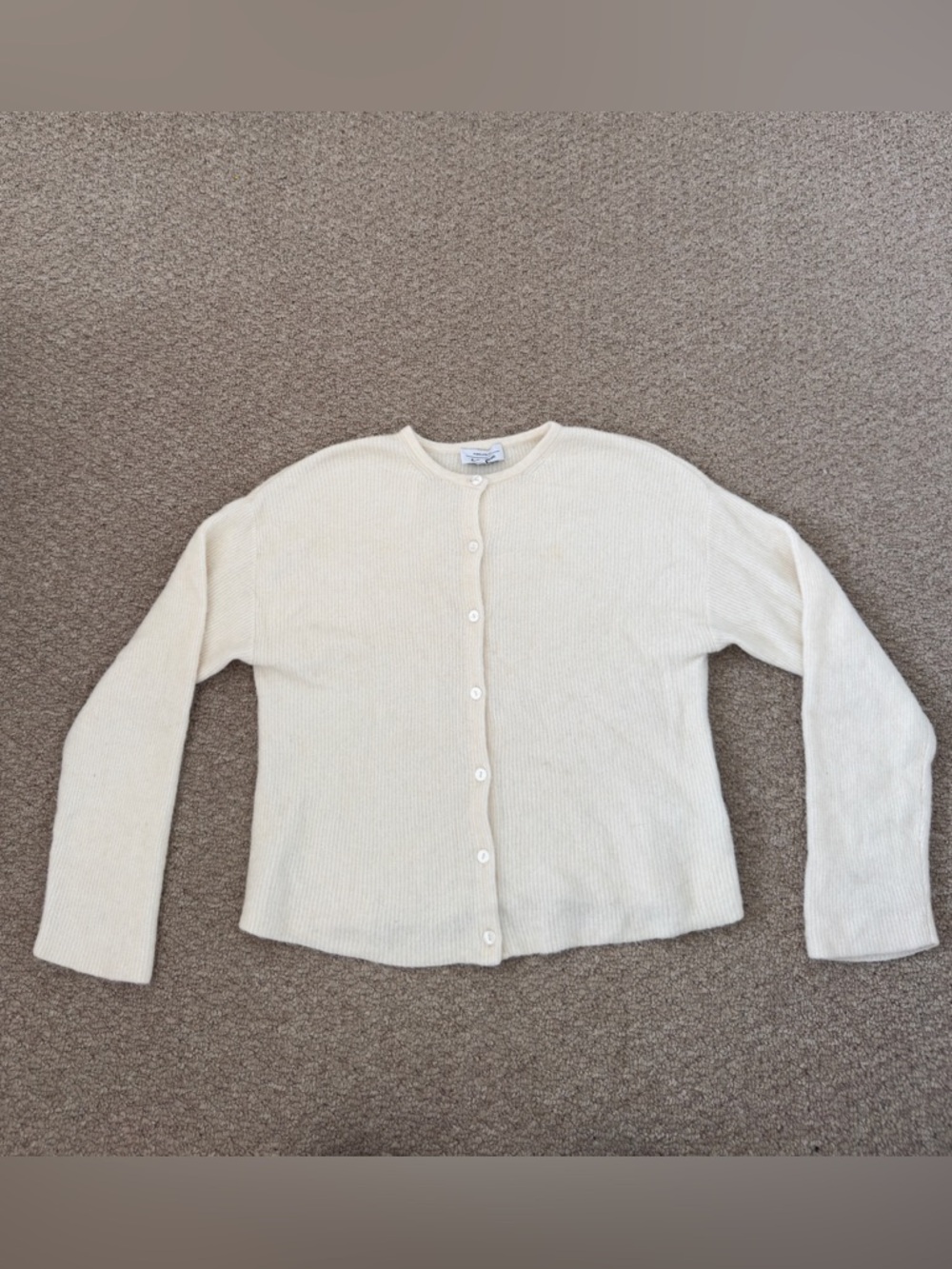 & Other Stories Cream Button-Front Ribbed Cardigan